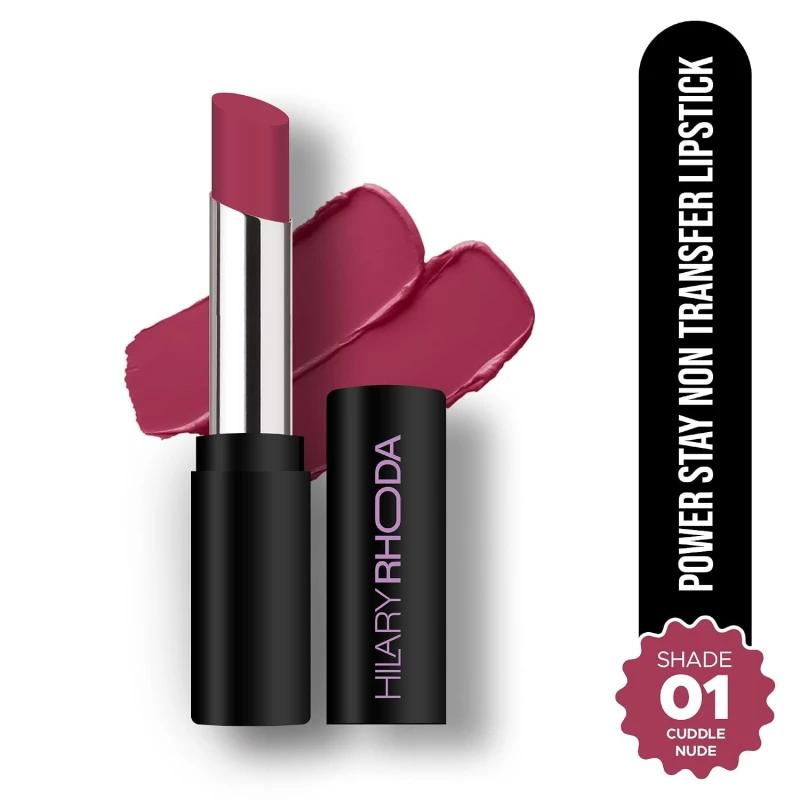 Hilary Rhoda Power Stay NonTransfer Lipstick | Matte Finish | Infused with Vitamin E & Shea Butter | Lightweight & Highly Pigmented | Glides Easily & Smudge-Proof | 3.2g (Cuddle Nude - Shade 01) - Thumbnail 2